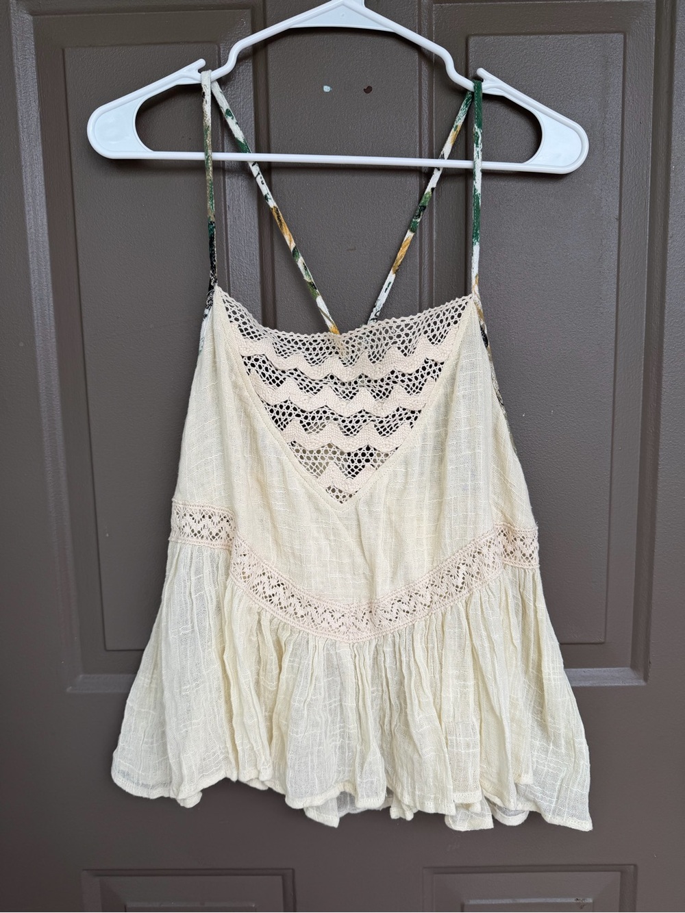 NWT Gimmicks by BKE XL Boho Crochet Lace Tank Top Cream Ivory Flowy Festival